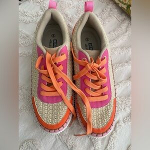 Women’s Lucky Step Air Cooled Shoes with Pink and Orange Accents, size 9 NWOT